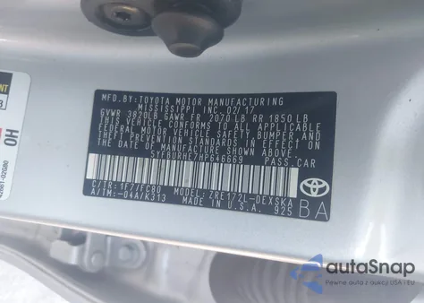 2017 Toyota Corolla Se from USA, damaged, VIN 5YFBURHE7HP646669